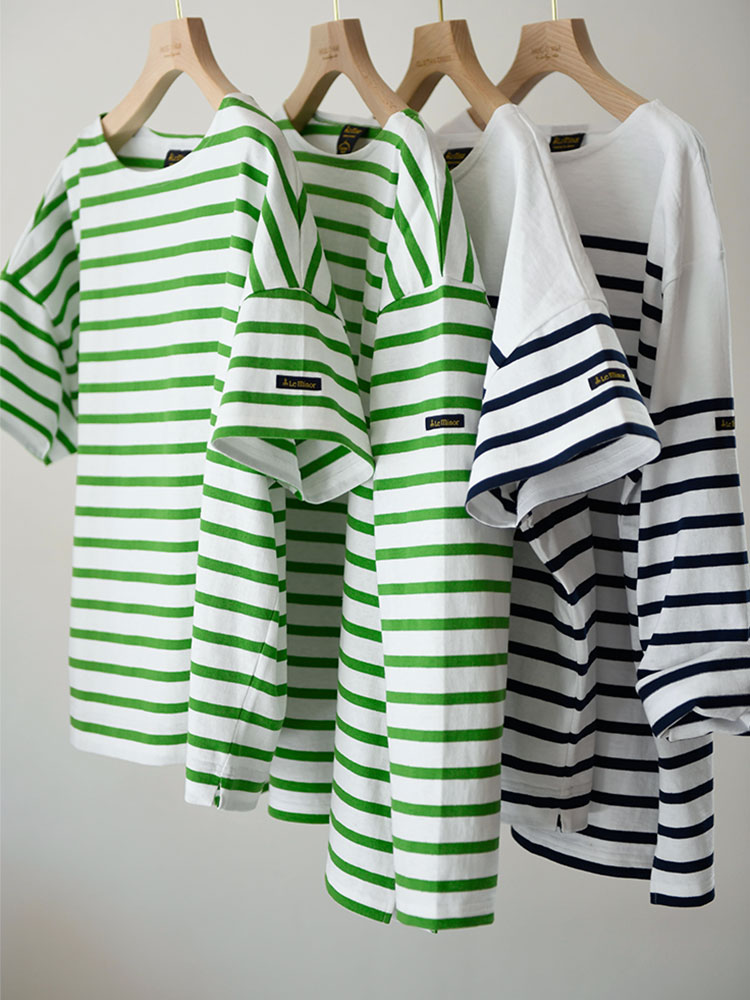 Leminor×HUG O WAR ボーダーカットソー　アップルグリーン leminor