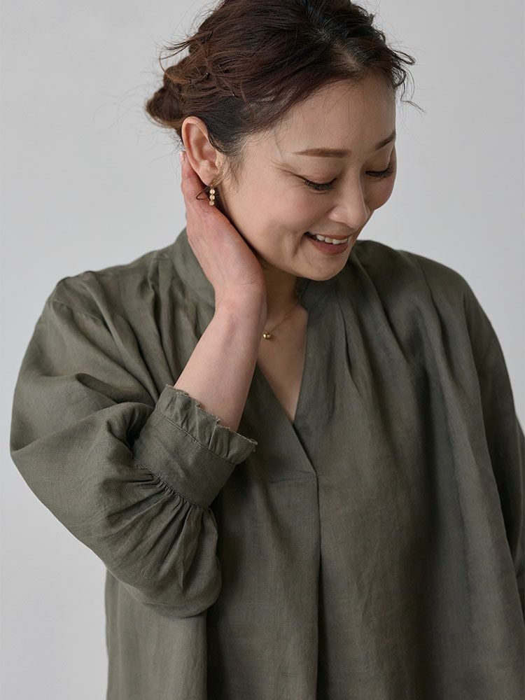 ♥新品タグ付き、ハグオーワー、リネンブラウス リネンフリルスキッパーオーバーブラウス | HUG O WaR ONLINE STORE