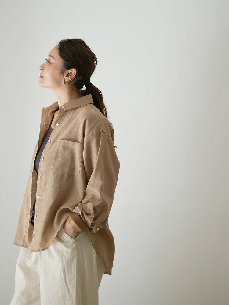 HUG O WaR コットンリネンジレ ブラック リネンコットンオーバーシャツ | HUG O WaR ONLINE STORE