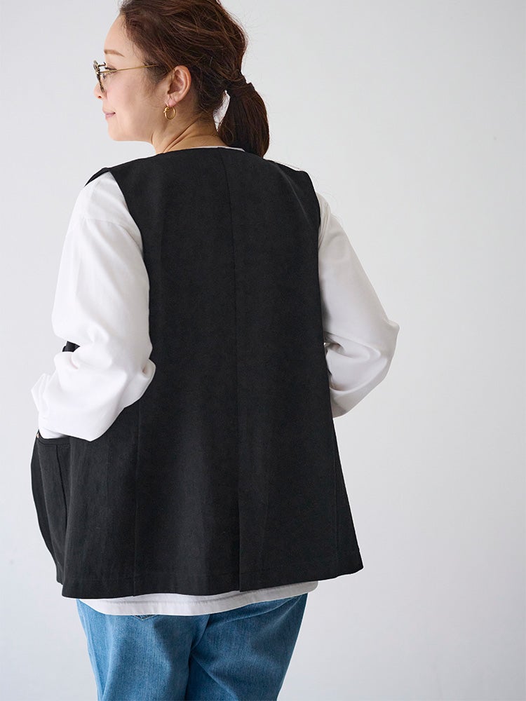 HUG O WaR コットンリネンジレ ブラック コットンリネンツイルジレ | HUG O WaR ONLINE STORE