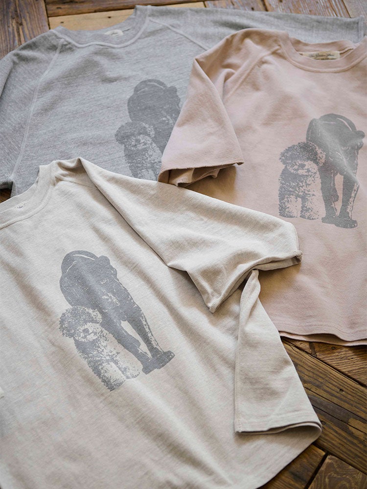 新品未使用、REMI コラボハグオーワー五分丈トレーナー REMI RELIEF×HUG O WaRコラボ天竺ハーフスリーブDog T-sh | HUG O WaR