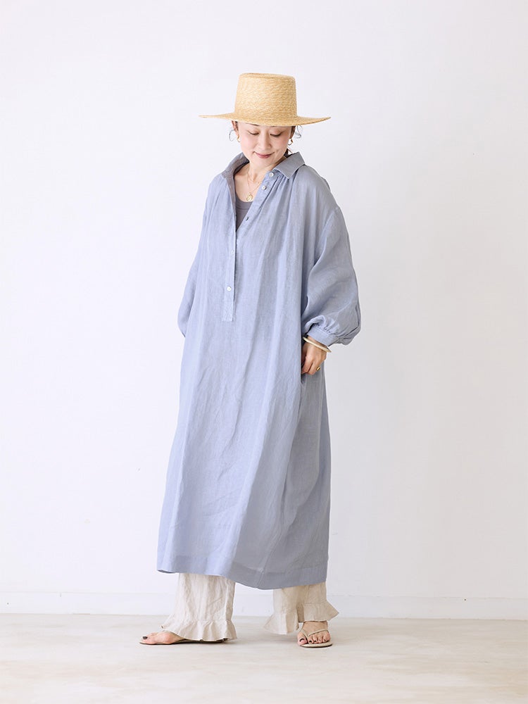リネンオーバーダイシャツカラーワンピース | HUG O WaR ONLINE STORE
