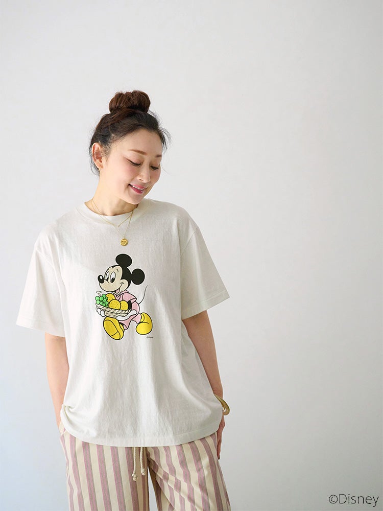 hugowar×americanaミッキーラメTシャツ白Sハグオーワー雅姫 Americana×HUG O WaR/ミッキーマウス/フルーツバスケットT-sh | HUG O
